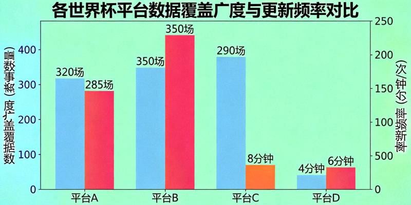 各世界杯平台数据覆盖广度与更新频率对比柱状图示意图